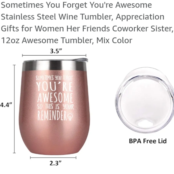 Set of Two Rose Gold Inspirational Stainless Steel Wine Tumblers - Picture 11 of 11